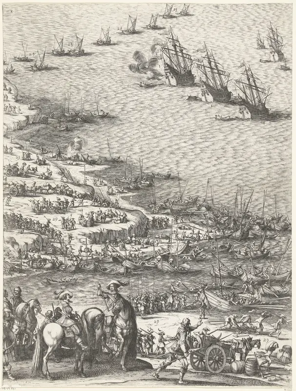 Beleg van Saint Martin op het Île de Ré, juli-november 1627 (centrale kaart, deel linksonder) Wall Art by Jacques Callot - High-Resolution Digital Print