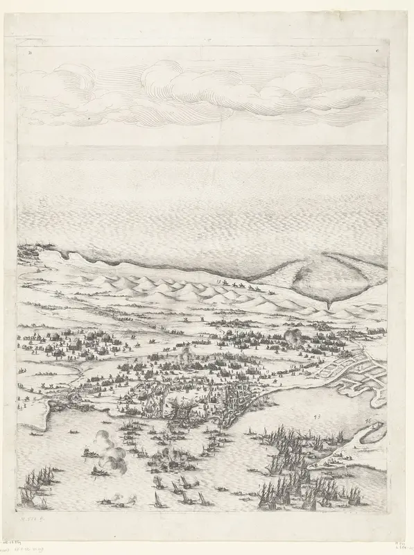Beleg van Saint Martin op het Île de Ré, juli-november 1627 (centrale kaart, deel middenboven) Wall Art by Jacques Callot - High-Resolution Digital Print