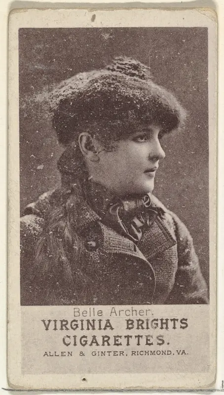 Belle Archer, from the Actresses series (N67) promoting Virginia Brights Cigarettes for Allen & Ginter brand tobacco products Wall Art by Allen & Ginter - High-Resolution Digital Print