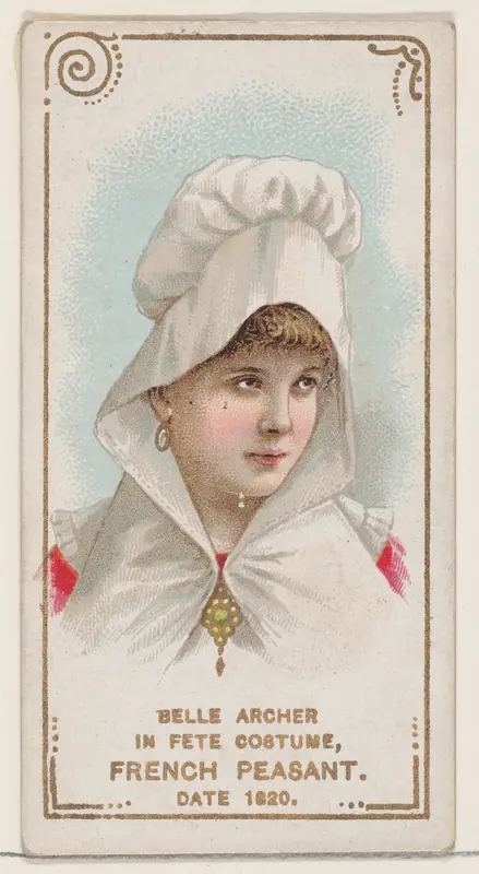 Belle Archer in Fete Costume of French Peasant of 1820, from the set Actors and Actresses, First Series (N70) for Duke brand cigarettes Wall Art by W. Duke, Sons & Co. - High-Resolution Digital Print