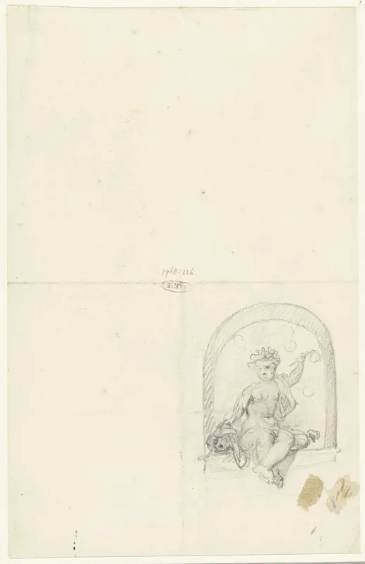 Bellenblazend kind met schedel, zittend in een nis Wall Art by Elias van Nijmegen - High-Resolution Digital Print