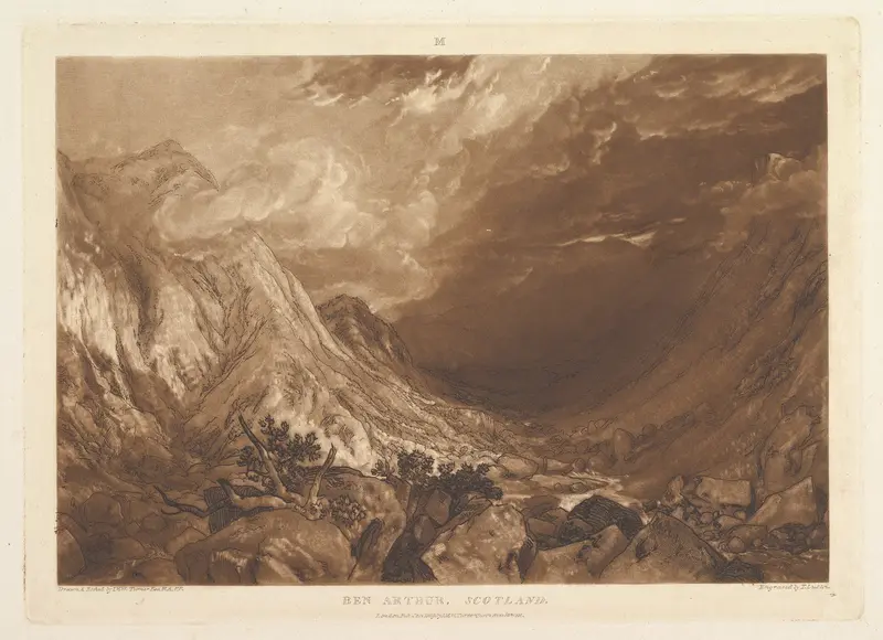 Ben Arthur, Scotland (Liber Studiorum, part XIV, plate 69) Wall Art by Joseph Mallord William Turner - High-Resolution Digital Print