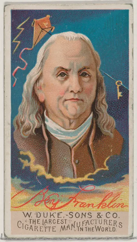 Benjamin Franklin, from the series Great Americans (N76) for Duke brand cigarettes Wall Art by W. Duke, Sons & Co. - High-Resolution Digital Print