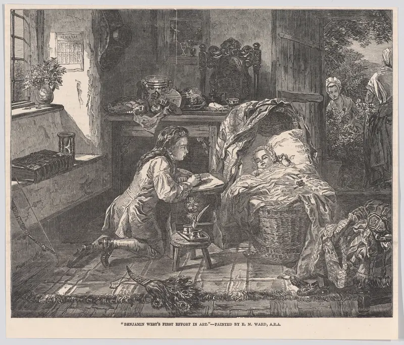 Benjamin West's First Effort in Art, from "Illustrated London News" Wall Art by Edward Matthew Ward - High-Resolution Digital Print