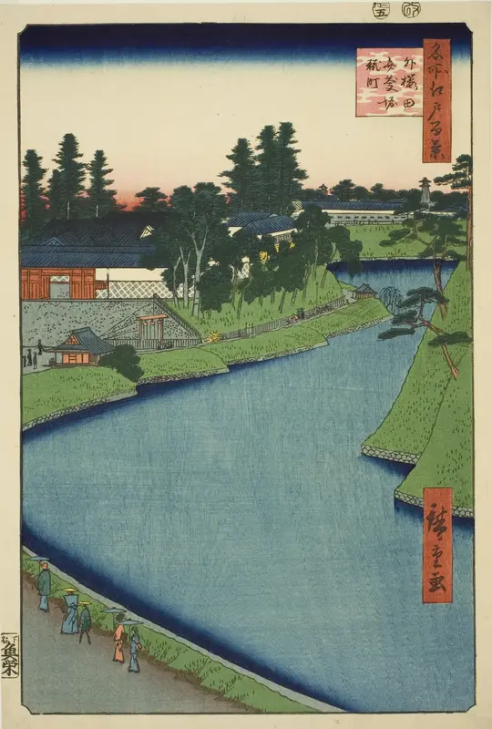 Benkei Moat from Soto-Sakurada to Kojimachi (Soto Sakurada Benkeibori Kojimachi), from the series "One Hundred Famous Views of Edo (Meisho Edo hyakkei)"