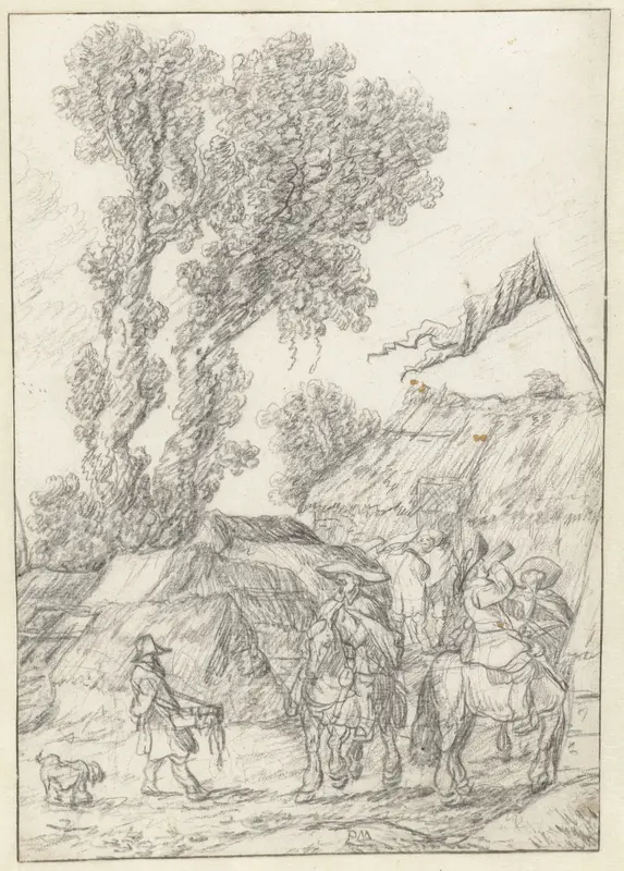Bereden soldaten voor een herberg Wall Art by Pieter de Molijn - High-Resolution Digital Print