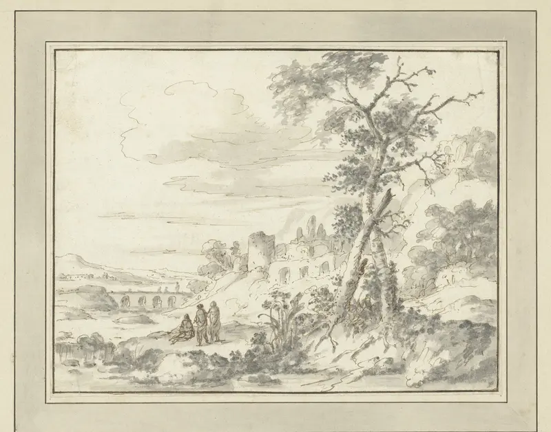 Bergachtig landschap met ruïnes Wall Art by Zacharias Blijhooft - High-Resolution Digital Print