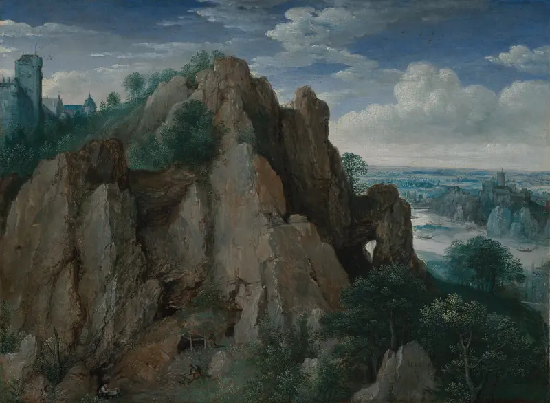 Bergachtig landschap Wall Art by Lucas van Valckenborch - High-Resolution Digital Print
