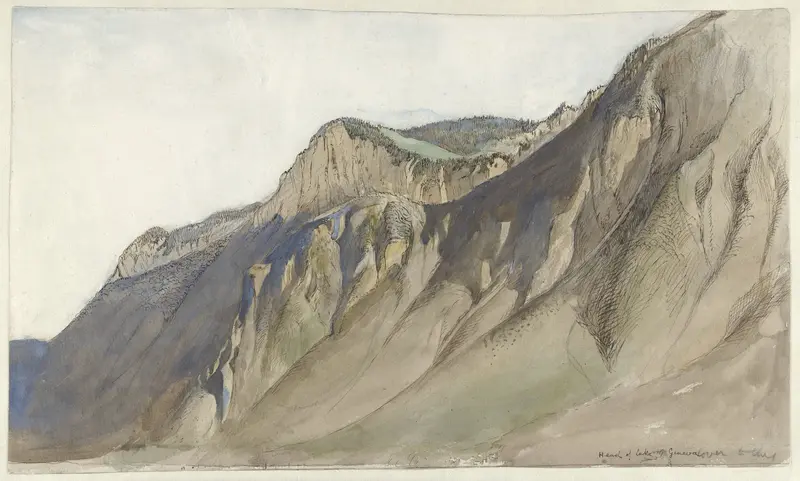 Bergkam aan het Meer van Genève Wall Art by John Ruskin - High-Resolution Digital Print