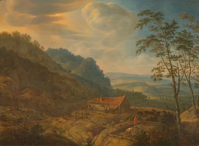 Berglandschap met boerderij Wall Art by Unknown - High-Resolution Digital Print