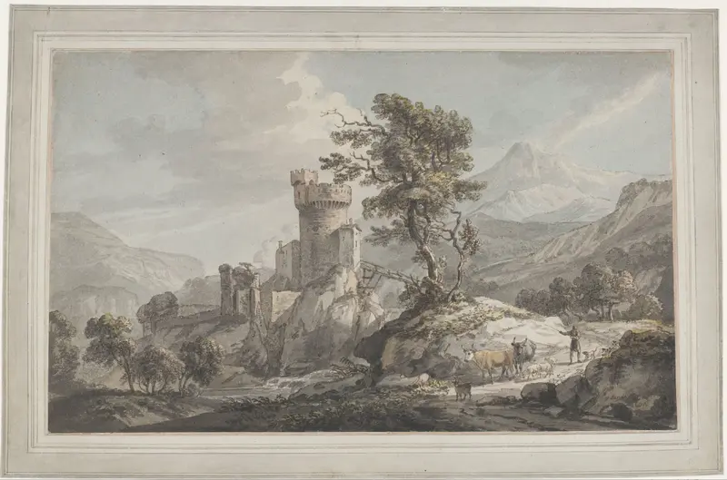 Berglandschap met een burcht Wall Art by Paul Sandby - High-Resolution Digital Print