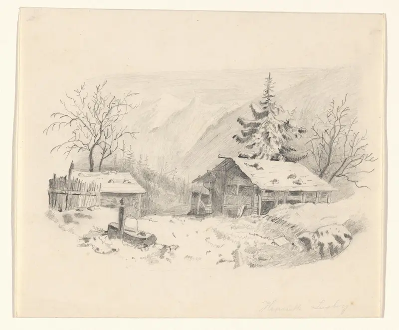 Berglandschap met een hut Wall Art by Unknown - High-Resolution Digital Print