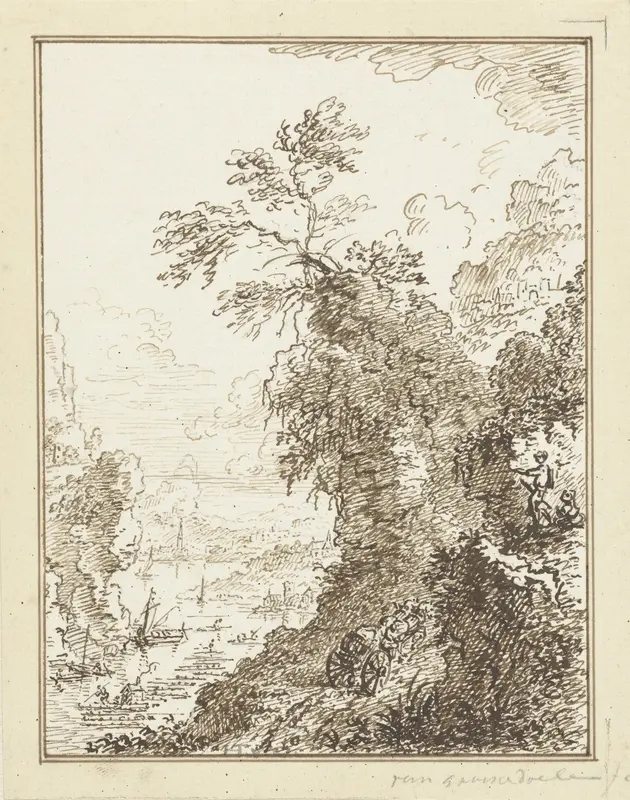 Berglandschap met een rivier Wall Art by Jan Hendrik Troost van Groenendoelen - High-Resolution Digital Print