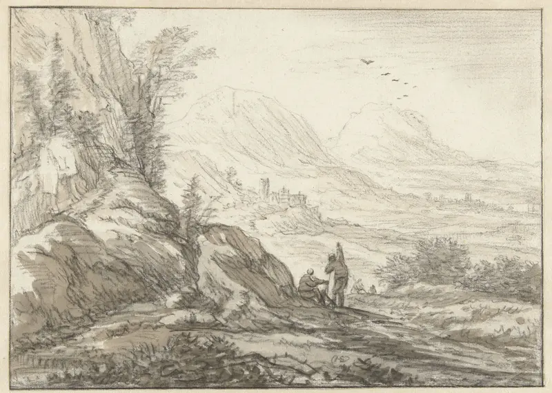 Berglandschap met gezicht op een dal Wall Art by Herman Saftleven - High-Resolution Digital Print
