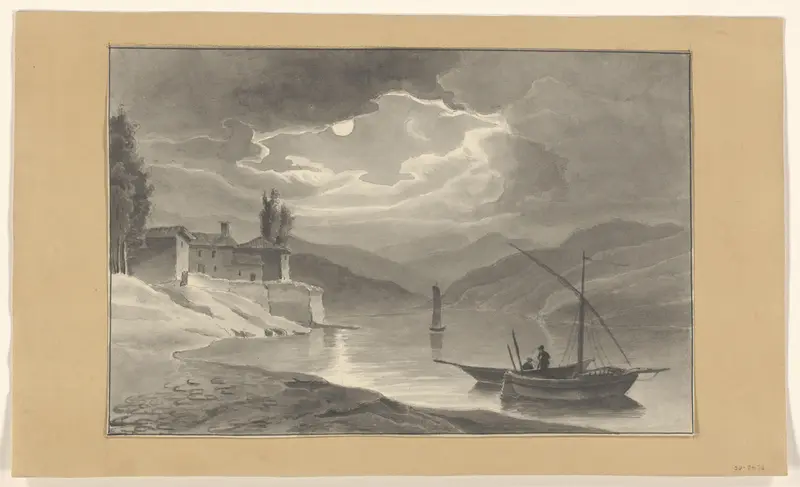 Berglandschap met meer bij nacht Wall Art by Johannes van Reijn - High-Resolution Digital Print