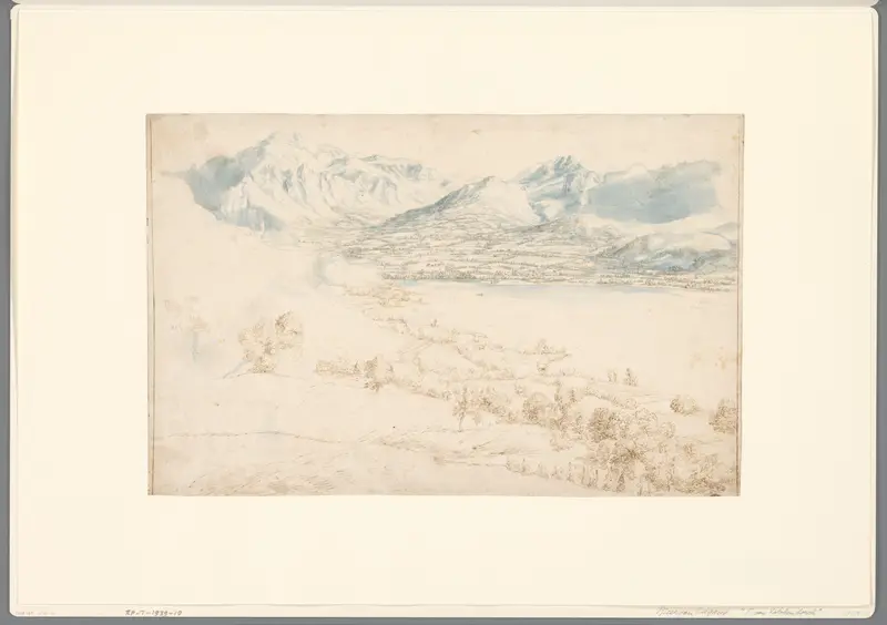 Berglandschap met meer in een dal, mogelijk het meer van Genève Wall Art by Frederik van Valckenborch - High-Resolution Digital Print
