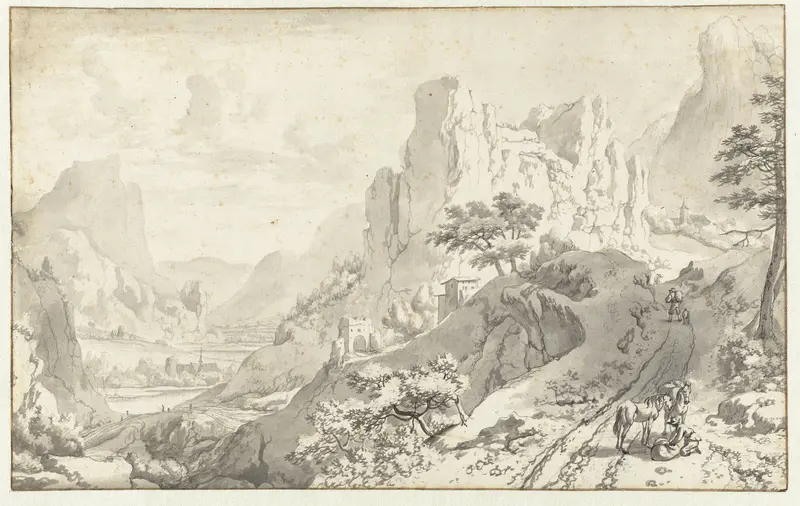 Berglandschap met reizigers Wall Art by Jan van Aken - High-Resolution Digital Print