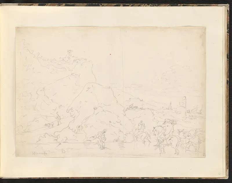 Berglandschap met ruiters Wall Art by Unknown - High-Resolution Digital Print