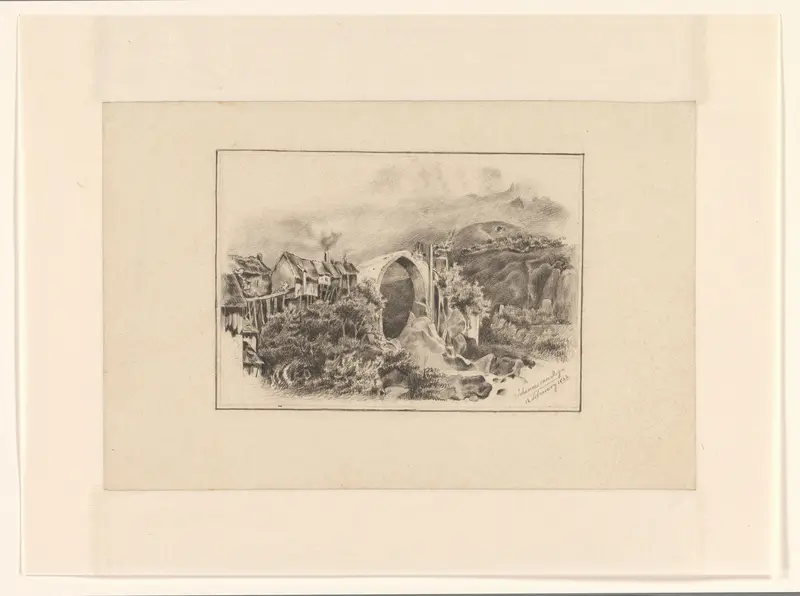 Berglandschap met stenen brug Wall Art by Unknown - High-Resolution Digital Print