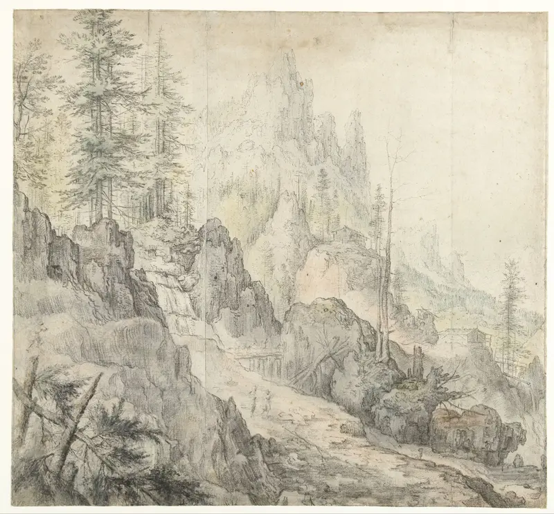 Berglandschap met waterval Wall Art by Roelant Savery - High-Resolution Digital Print