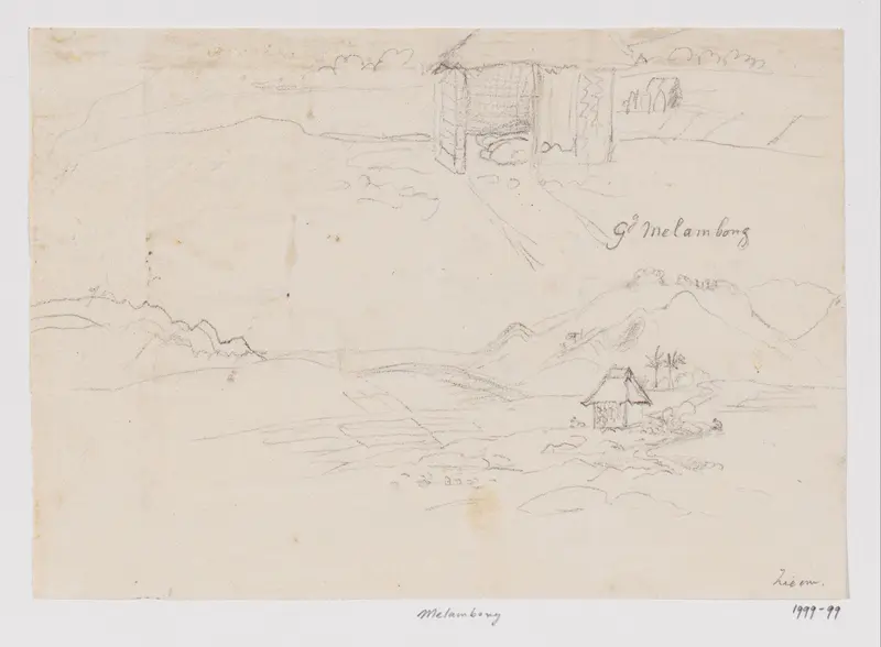 Berglandschap op West-Java bij Malangbong, bovenaan een hut Wall Art by Adrianus Johannes Bik - High-Resolution Digital Print