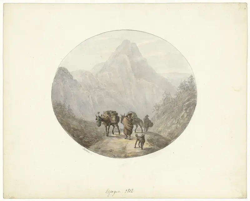 Berglandschap te Spanje, met pakezels Wall Art by Otto Baron Howen - High-Resolution Digital Print