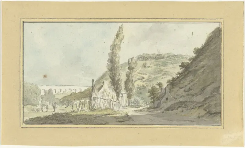 Bergweg met huisjes, in de verte een viaduct Wall Art by Pieter Gaal - High-Resolution Digital Print
