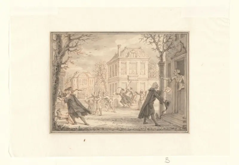 Bericht van overlijden van koopman Daniël Raap wordt door de stad verspreid Wall Art by Simon Fokke - High-Resolution Digital Print