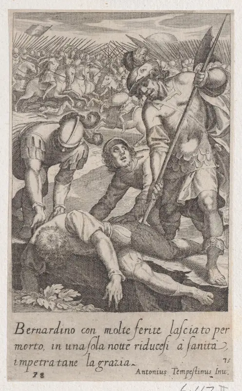 Bernardino, from Scelta d'Alcuni Miracoli e Grazie della Santissima Nunziata di Firenze (Selection of Some Miracles and Graces that Occurred in the Church of the Annunziata in Florence) Wall Art by Jacques Callot - High-Resolution Digital Print