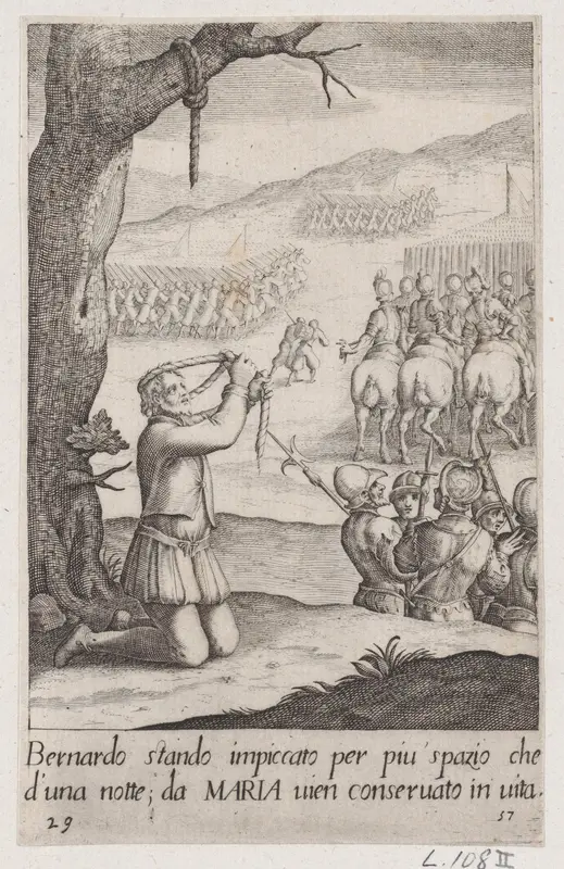 Bernardo, from Scelta d'Alcuni Miracoli e Grazie della Santissima Nunziata di Firenze (Selection of Some Miracles and Graces that Occurred in the Church of the Annunziata in Florence) Wall Art by Jacques Callot - High-Resolution Digital Print