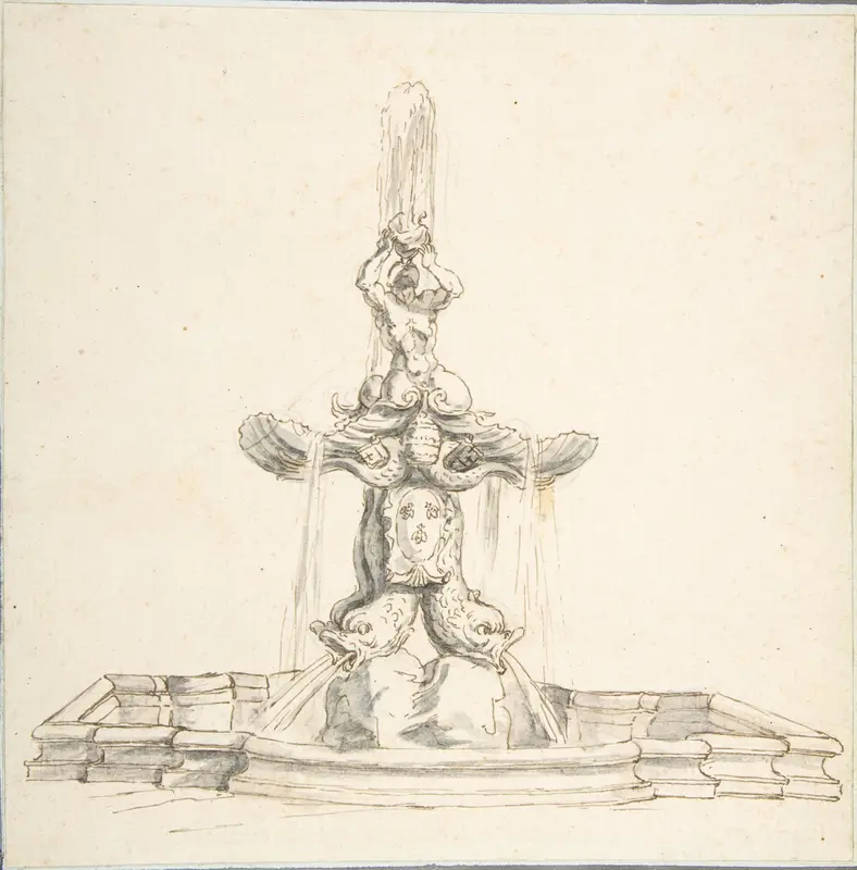Bernini's Fountain of "Il Tritone," Piazza Barberini, Rome Wall Art by Anonymous, Italian, 18th century - High-Resolution Digital Print