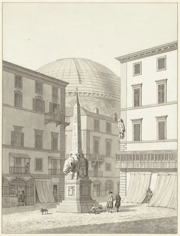 Bernini's monument voor Alexander VII op de piazza della Minerva te Rome Wall Art by Daniël Dupré - High-Resolution Digital Print