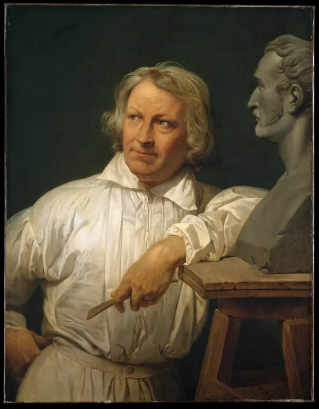 Bertel Thorvaldsen (1768–1844) with the Bust of Horace Vernet Wall Art by Horace Vernet - High-Resolution Digital Print
