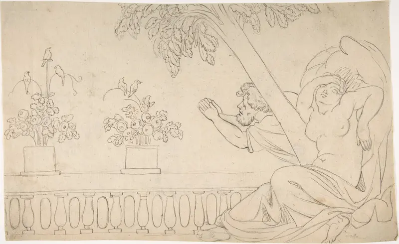 Beseeching Couple under a Tree Wall Art by Anonymous, German, 19th century - High-Resolution Digital Print