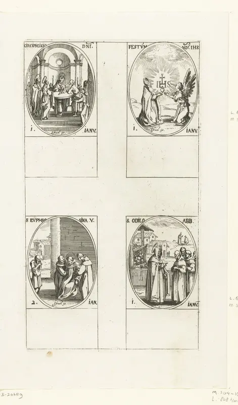 Besnijdenis van Christus, Verering van Christus' naam, Heilige Odilo van Cluny, Heilige Euphrosyna van Alexandrië (1-2 januari) Wall Art by Jacques Callot - High-Resolution Digital Print