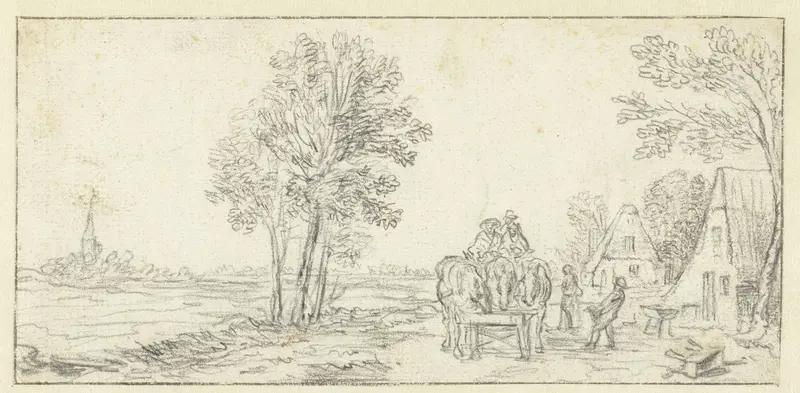 Bespannen wagen voor een herberg Wall Art by Jan van Goyen - High-Resolution Digital Print