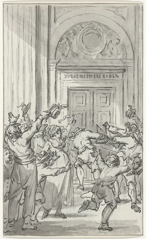 Bestorming van de burgemeesterskamer in het stadhuis van Amsterdam, 1747 Wall Art by Jacobus Buys - High-Resolution Digital Print