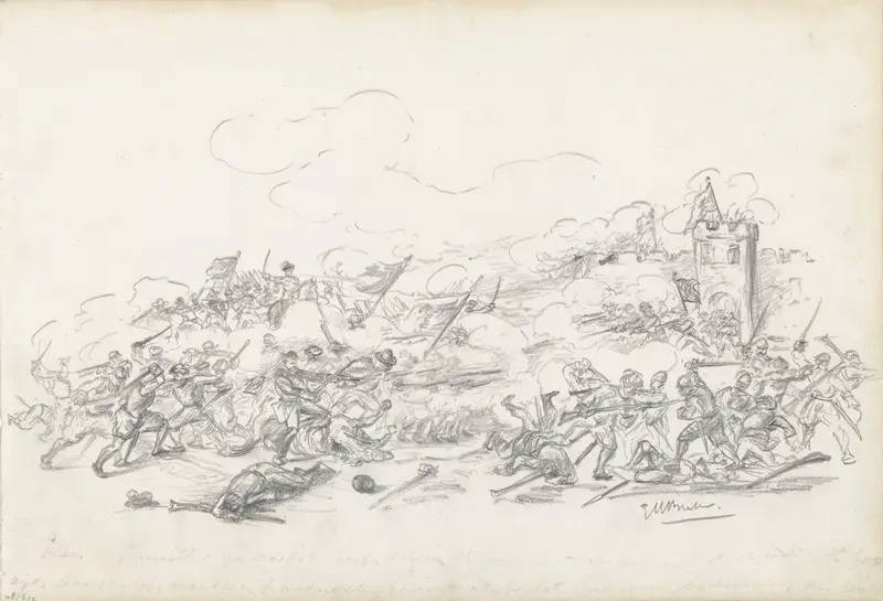 Bestorming van een verdedigde stad Wall Art by George Hendrik Breitner - High-Resolution Digital Print
