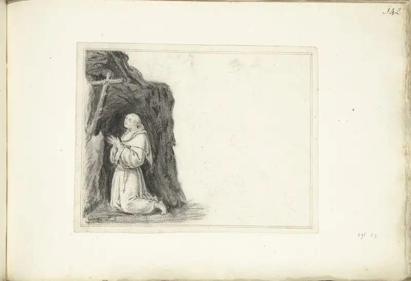 Biddende monnik Wall Art by Unknown - High-Resolution Digital Print