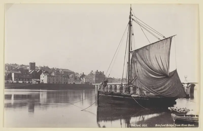 Bideford Bridge from River Bank Wall Art by Francis Bedford - High-Resolution Digital Print