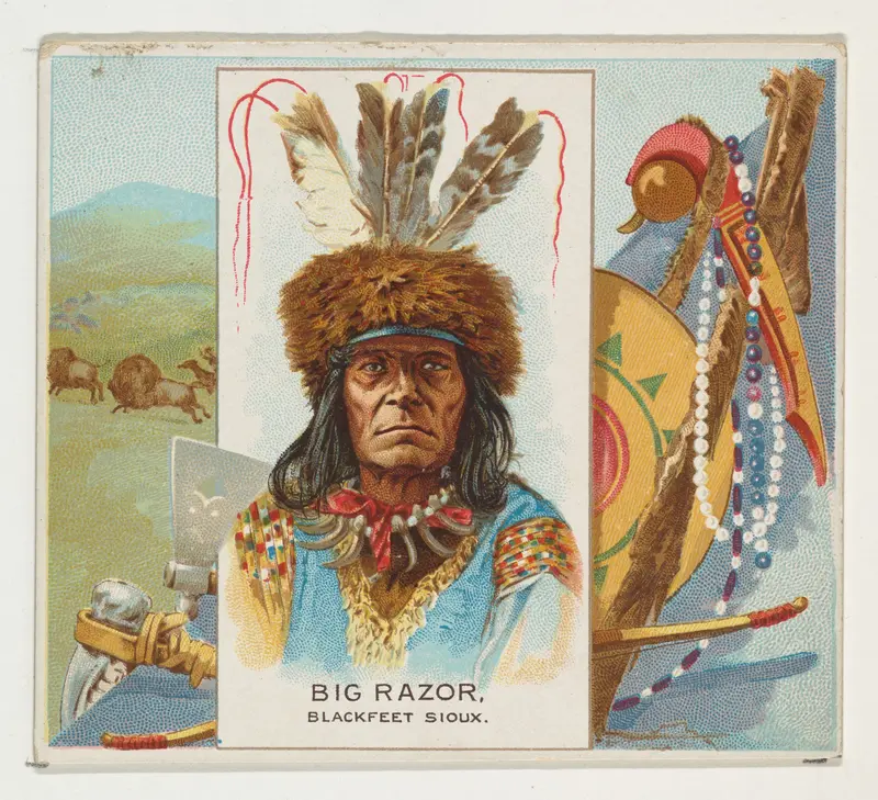 Big Razor, Blackfeet Sioux, from the American Indian Chiefs series (N36) for Allen & Ginter Cigarettes Wall Art by Allen & Ginter - High-Resolution Digital Print