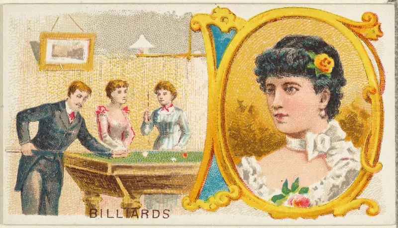 Billiards, from the Games and Sports series (N165) for Old Judge Cigarettes Wall Art by Goodwin & Company - High-Resolution Digital Print