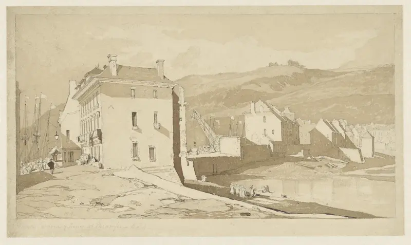 Binnenhaven en kade te Fécamp Wall Art by John Sell Cotman - High-Resolution Digital Print