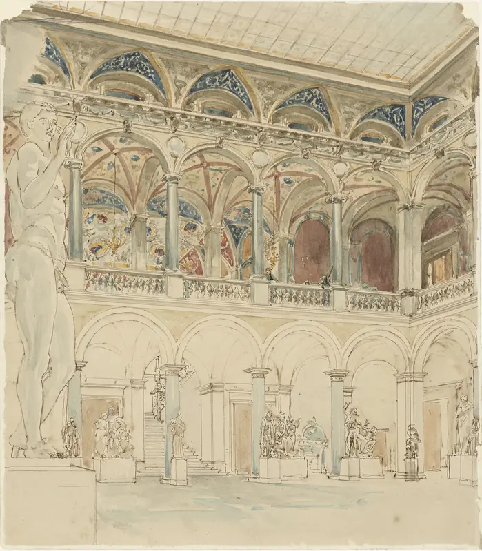 Binnenplaats van de Ecole des Beaux-Arts te Parijs Wall Art by Wilhelm Cornelis Bauer - High-Resolution Digital Print