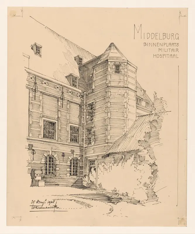 Binnenplaats van het Militair Hospitaal te Middelburg Wall Art by Willem Kromhout - High-Resolution Digital Print