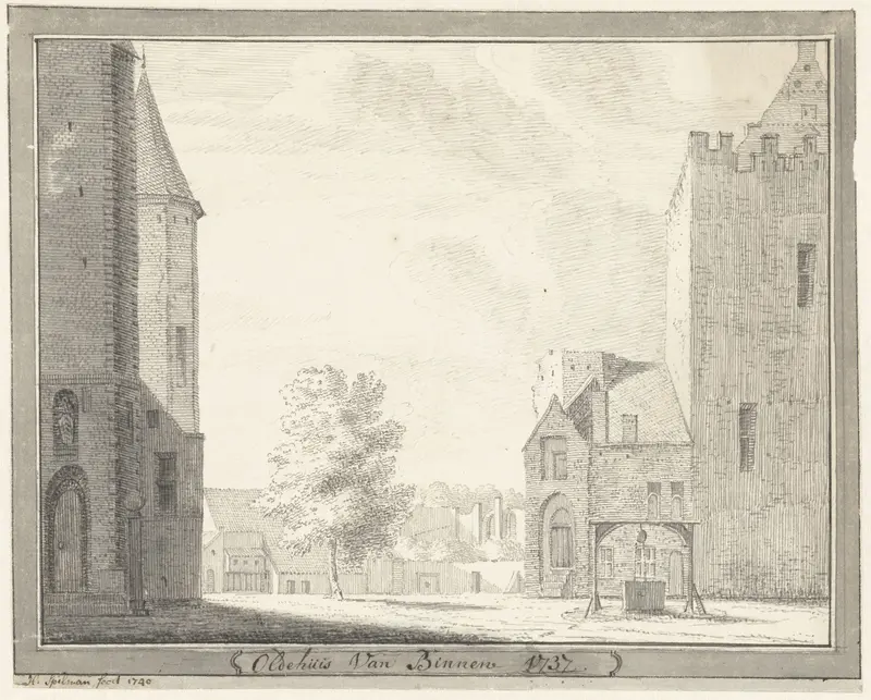 Binnenplaats van het Oldehuis of Slot te Vollenhove Wall Art by Hendrik Spilman - High-Resolution Digital Print
