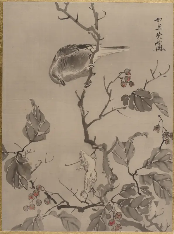 Bird and Frog Wall Art by Kawanabe Kyōsai 河鍋暁斎 - High-Resolution Digital Print