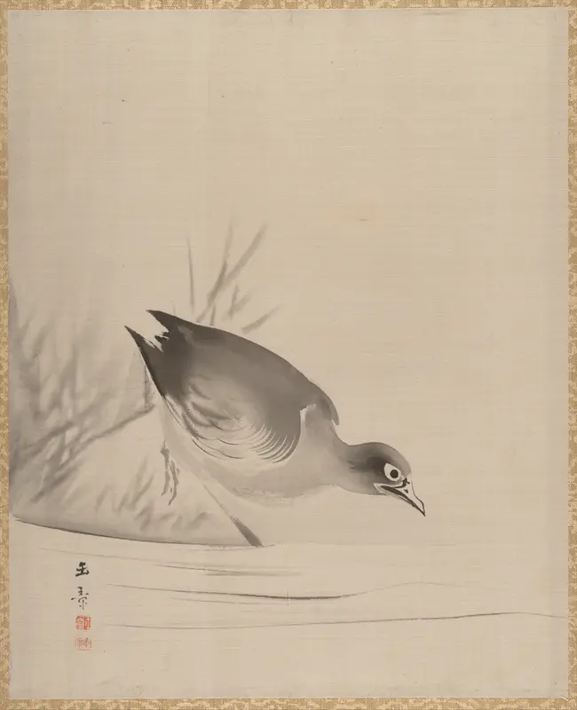 Bird at the Water's Edge Wall Art by Kawabata Gyokushō - High-Resolution Digital Print
