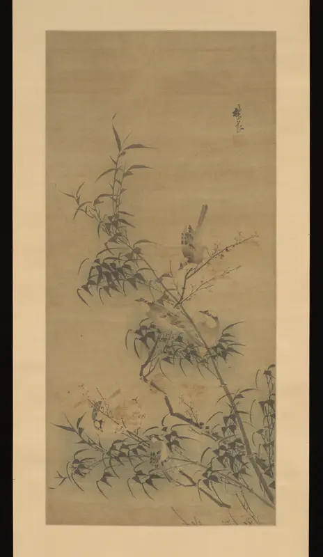 Birds Amidst Blossoming Plum and Bamboo Wall Art by Lin Liang - High-Resolution Digital Print