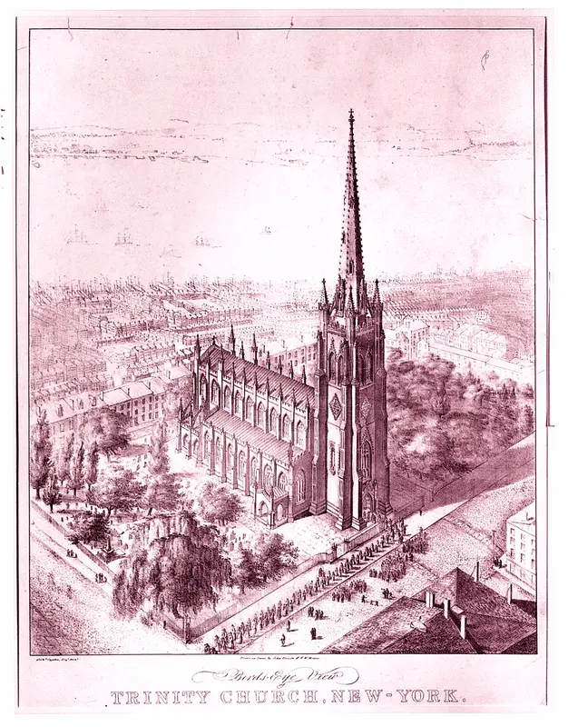 Bird's Eye View of Trinity Church, New York Wall Art by John Forsyth - High-Resolution Digital Print